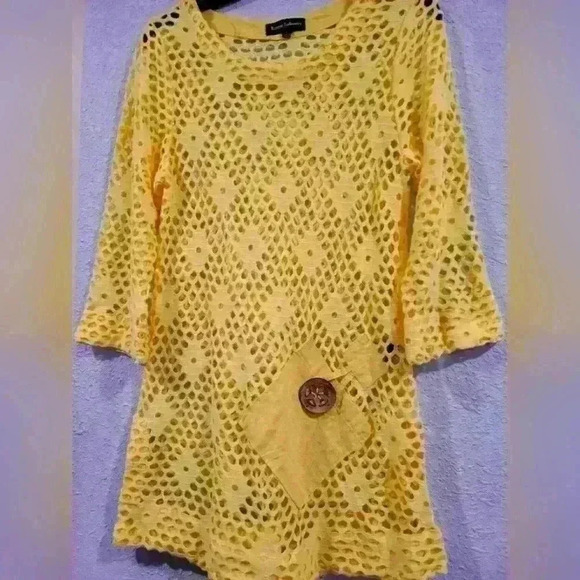 3 for $20 - Ronnie Salloway Cover-up Tunic Small Yellow - Picture 2 of 5